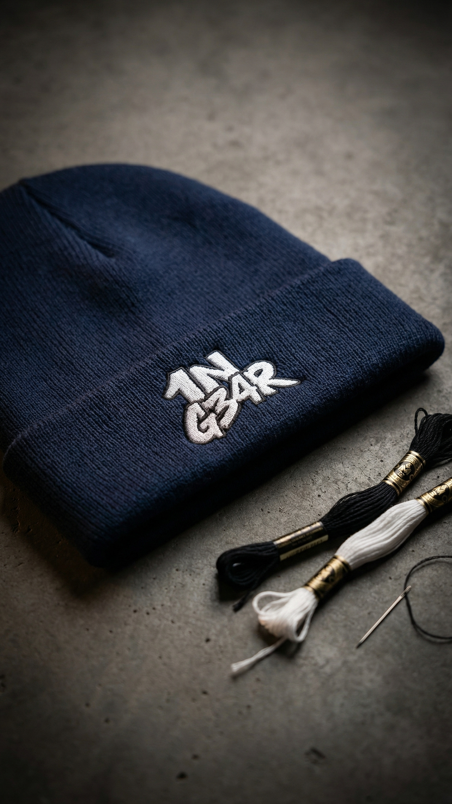 Mid Range Embroidered Cuffed Beanies: custom design example, Project Print