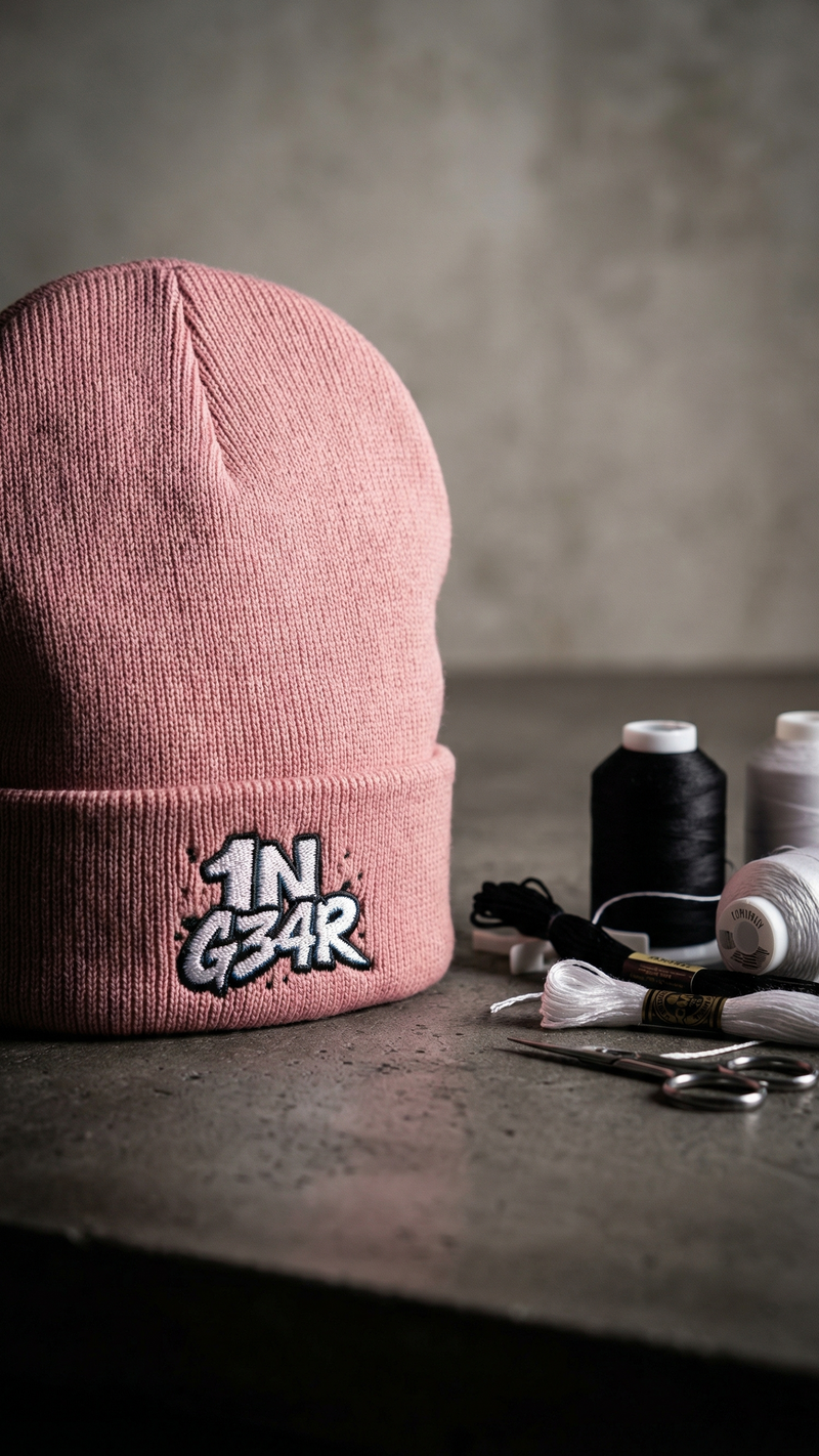 Mid Range Embroidered Cuffed Beanies: custom design example, Project Print