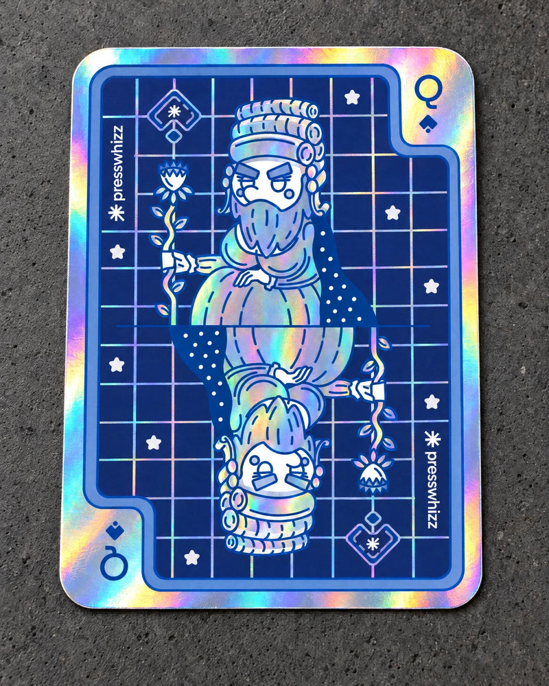 Projectprint holographic die cut sticker — presswhizz queen, studio product view
