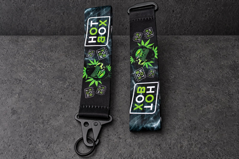 hot box printed ribbon pair on a charcoal studio surface — Projectprint