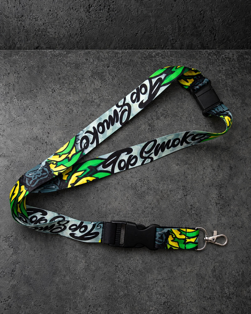 printed lanyards on a charcoal studio surface — Projectprint