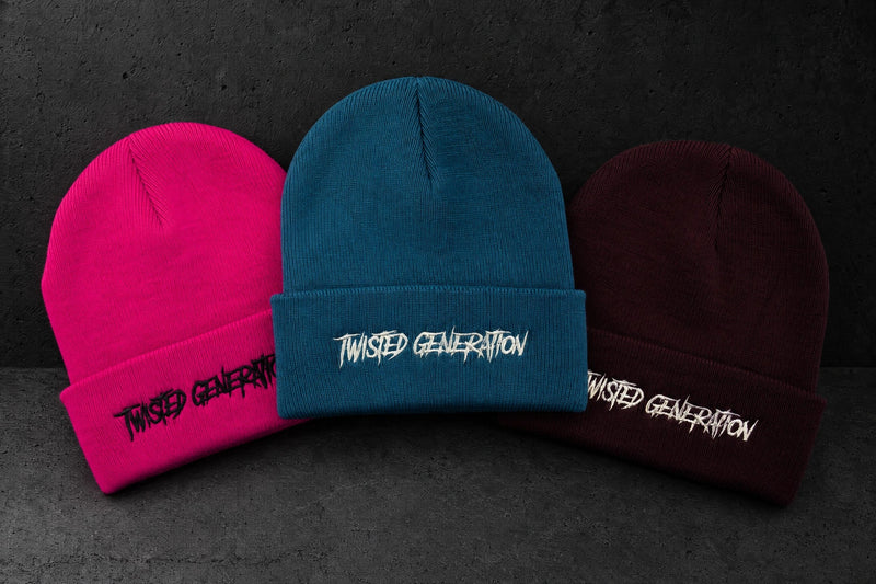 embroidered cuffed beanies bc045 on a charcoal studio surface — Projectprint