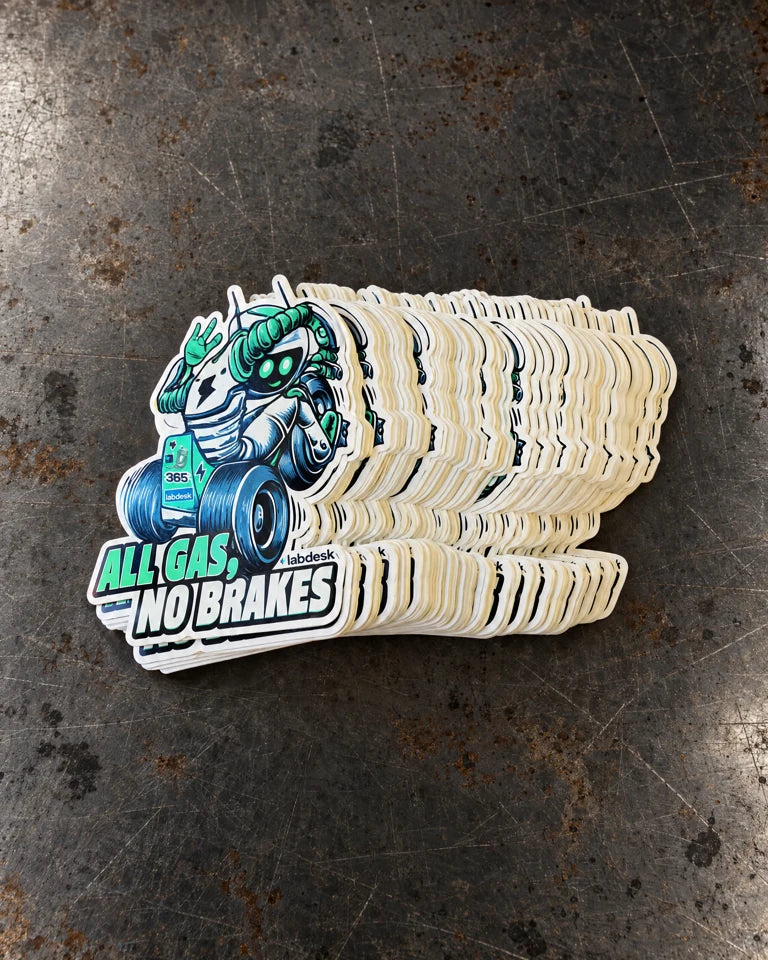 die cut stickers labdesk all gas no brakes hero — Projectprint