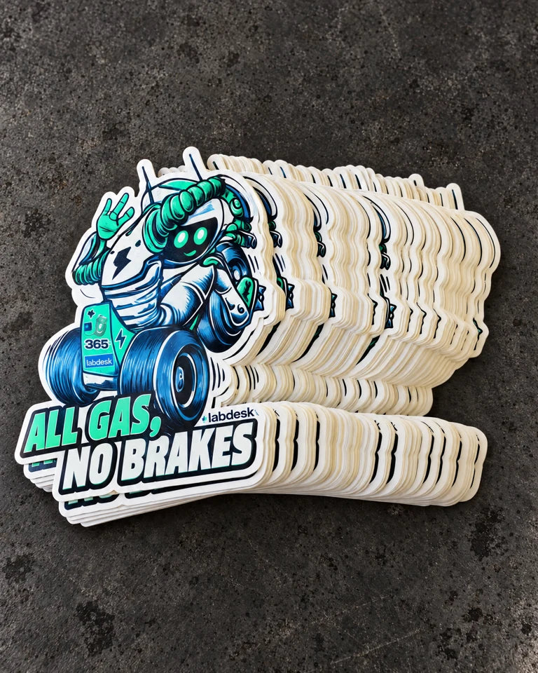 die cut stickers labdesk all gas no brakes stack — Projectprint