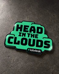 die cut stickers labdesk head in the clouds hero — Projectprint