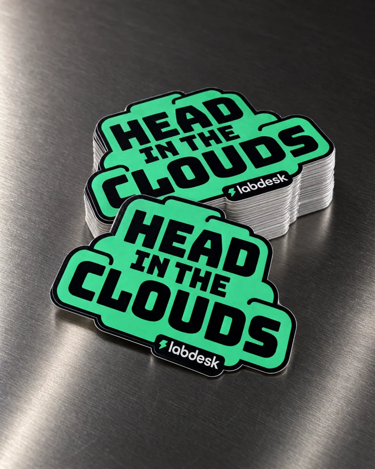 die cut stickers labdesk head in the clouds stack — Projectprint