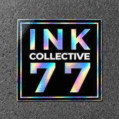 Projectprint holographic die cut sticker — ink collective 77, studio product view