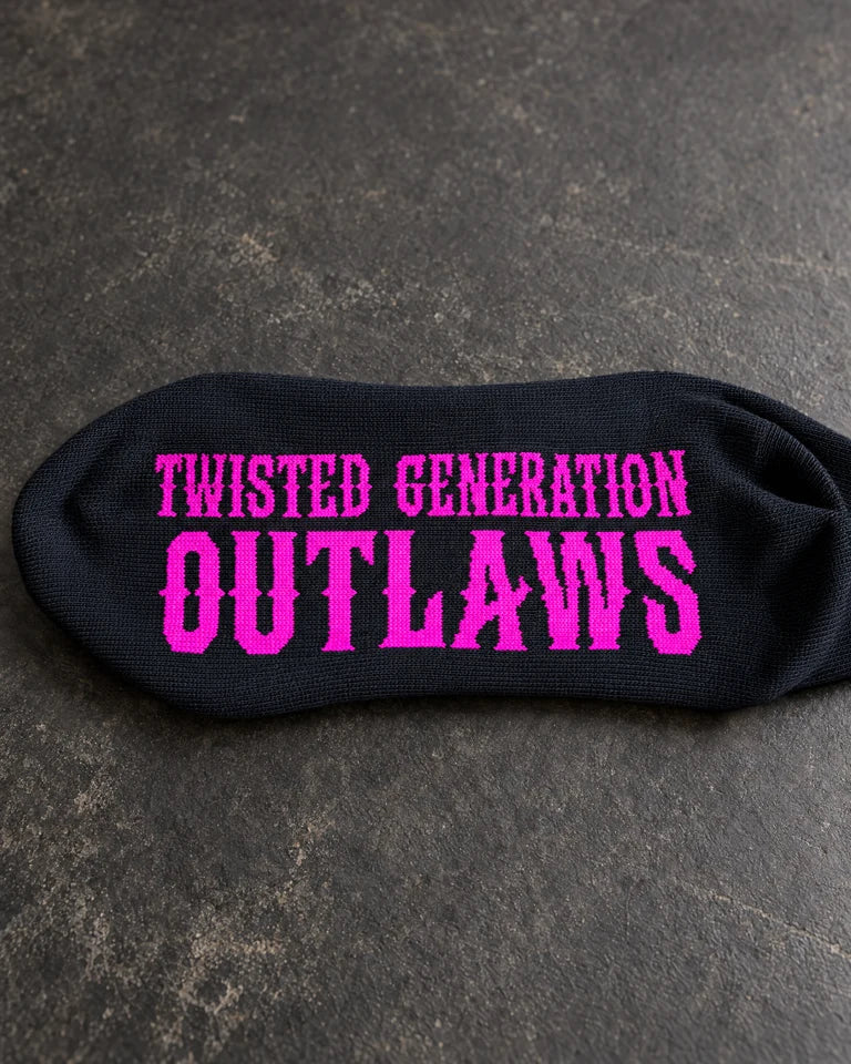 jacquard knit socks outlaws black pink knit detail — Projectprint