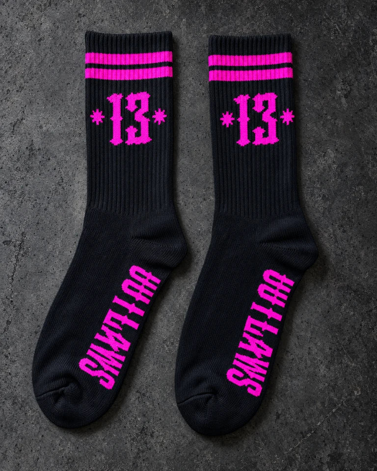 jacquard knit socks outlaws black pink pair hero — Projectprint