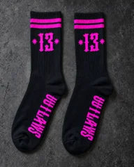 jacquard knit socks outlaws black pink pair hero — Projectprint