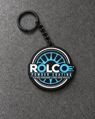 Projectprint custom soft PVC keyring — rolco, charcoal studio product photograph
